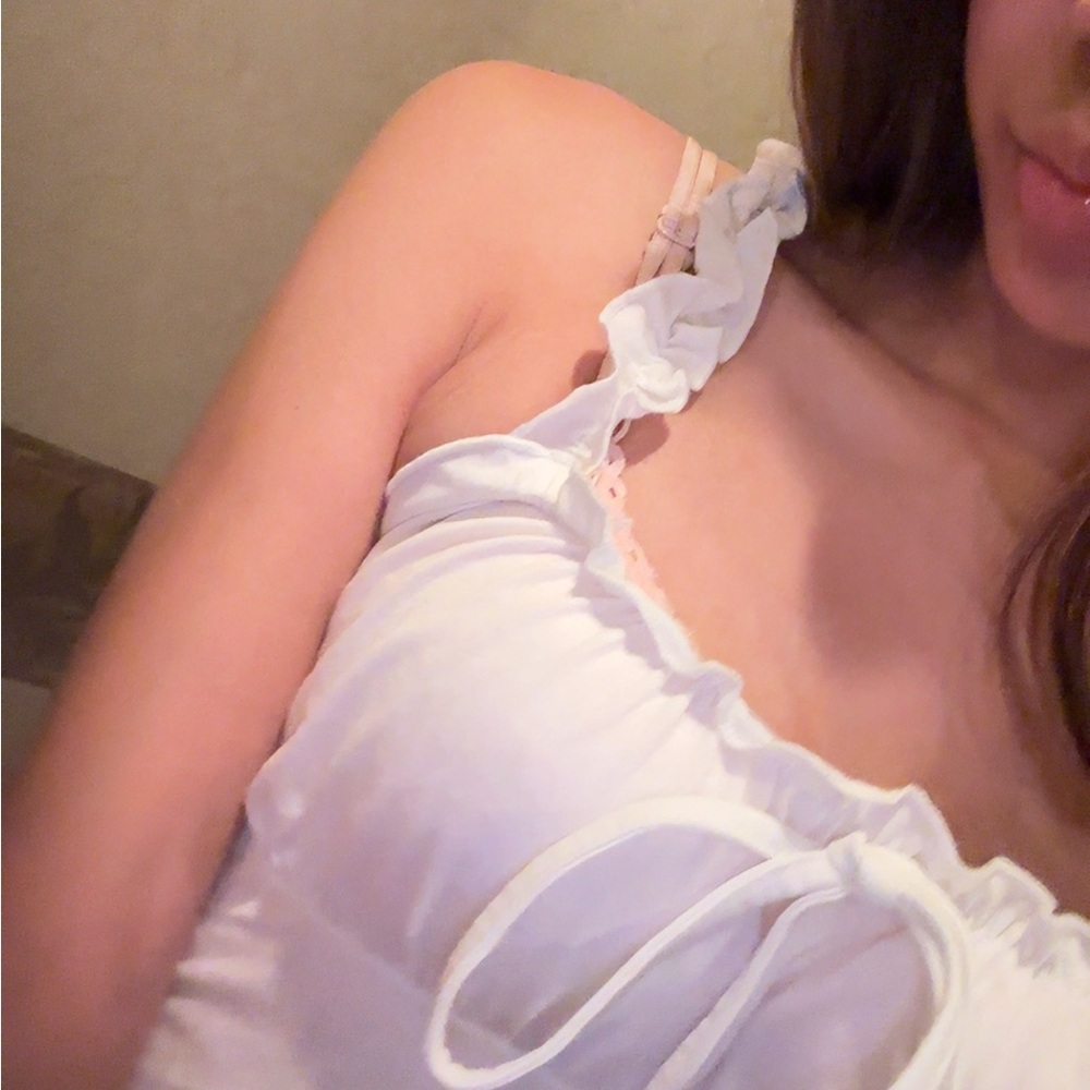 SHEIN White Ruffled Chemise